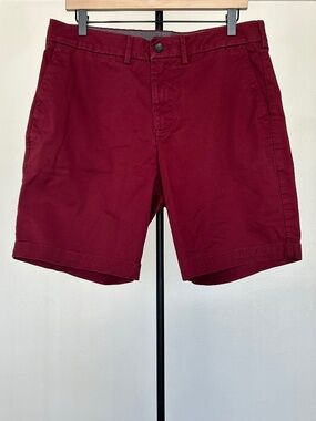Express Slim Chino Shorts 8" Inseam Burgundy Maroon Men's Casual Stretch